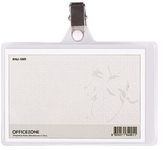 하나제이 150집게명찰 가로형 50개, 투명, 1세트