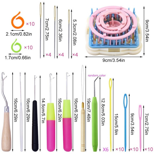KRABALL 원사 뜨개질 직기 꽃 데이지 도구 직조 패턴 메이커 세트 DIY 공예 바느질 수동 기계, set 2, 1개