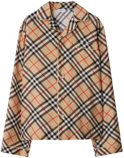 버버리 체크 프린트 실크 파자마 상의