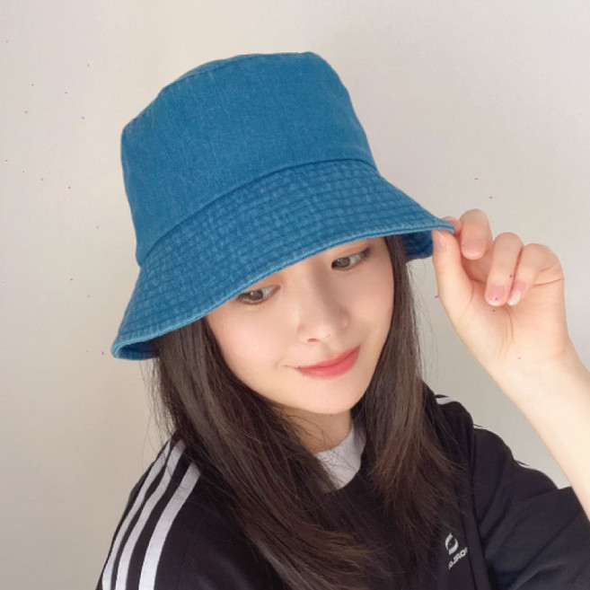 리빙릿 데님 버킷햇 빈티지 워싱 무지 벙거지