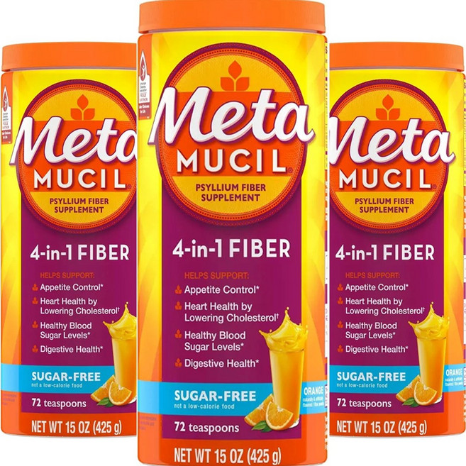 메타무실 4-In-1 멀티헬스 실리엄 허스크 데일리 파이버 오렌지 스무스, 3개, 425g