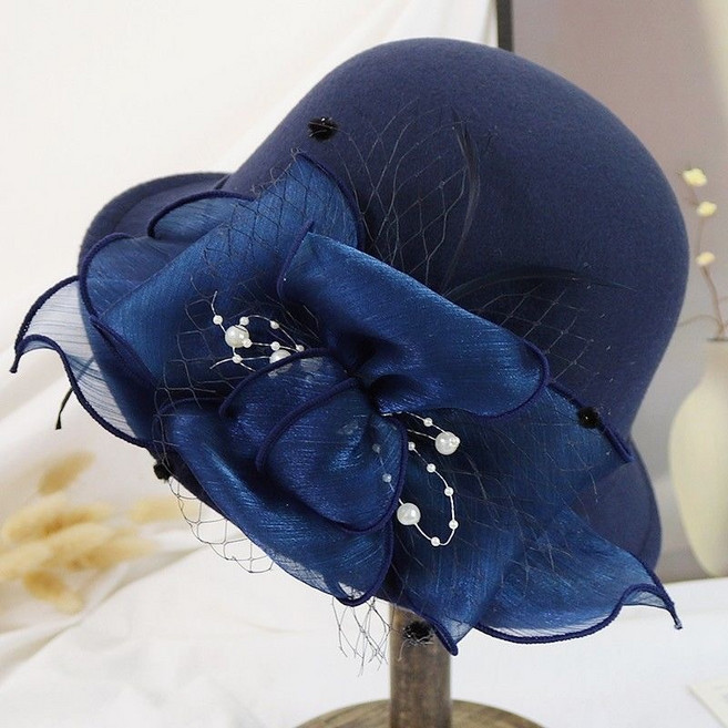 Makone 레이스 여성모자 무대의상 행사용 중년 장년모자