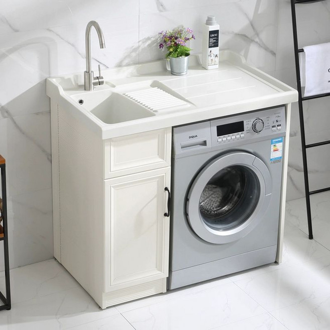 세탁기건조기싱크대 빨래판 수납장 다용도실 온리픽, 1.05m 왼쪽 세면대 단일 개방, 1개