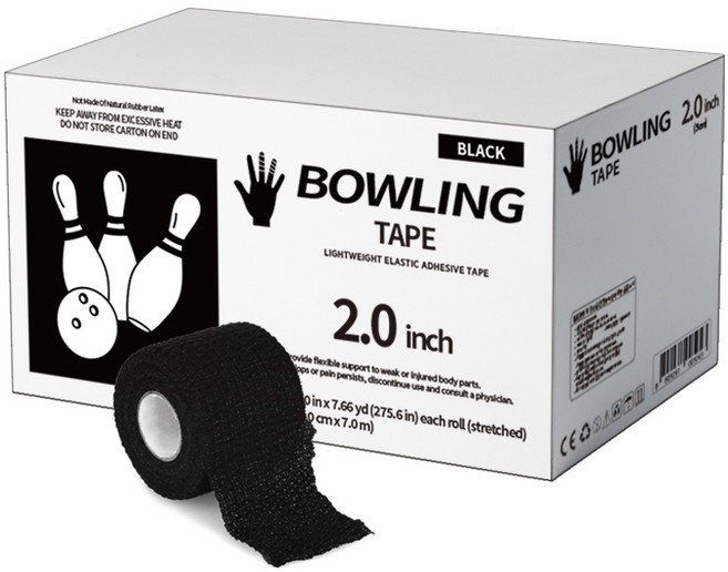 티에스 볼링 티어라이트 5cm X 7m 볼링 테이프 리프팅 손가락 테이핑 2인치 1박스(24롤) 블랙, 1세트