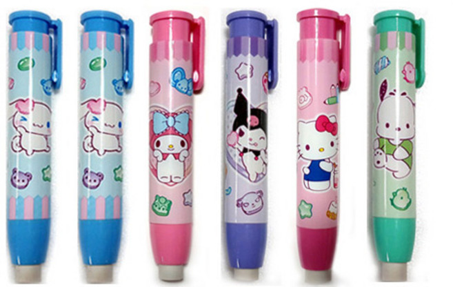 산리오캐릭터즈 노크식 지우개, 6개, 혼합