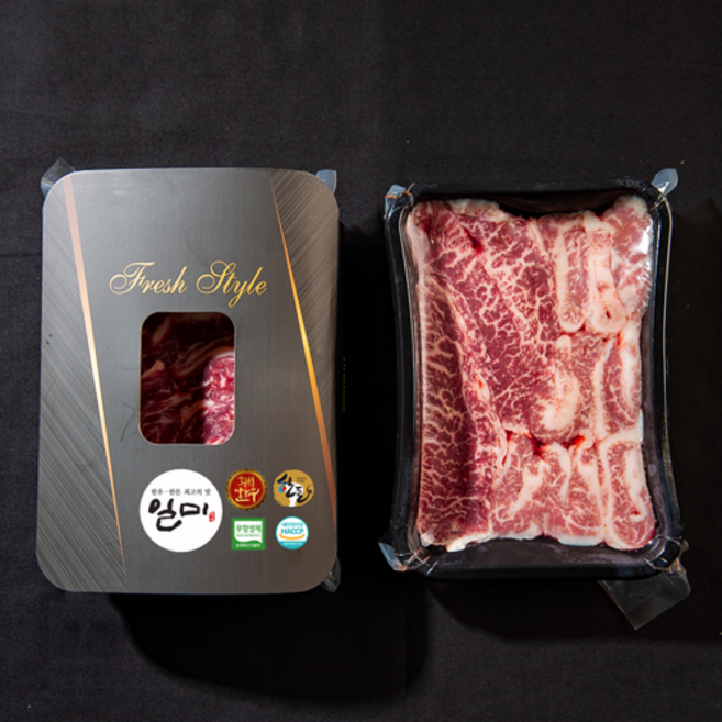 [일미샵 국내산 미나리 한우 특수부위 1+등급] 프리미엄 특수부위 450g 돌미나리 150g, 선물 (캠핑용)포장, 1세트