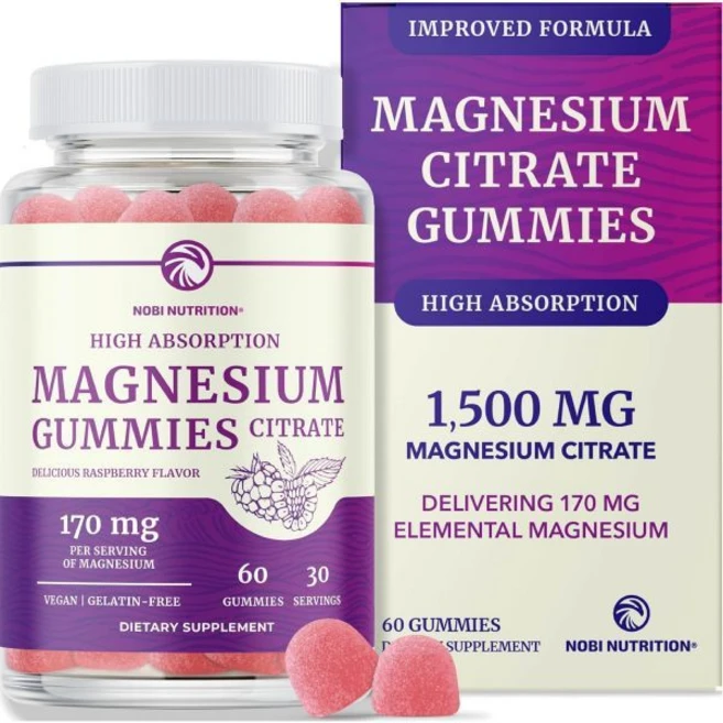 마그네슘 시트레이트 구미 | 로 차분함 소화 율 높은 성인용 비건 비유전자변형식품 라즈베리 맛 Mag 60개 1개월 분량, 1개 - 쿠팡
