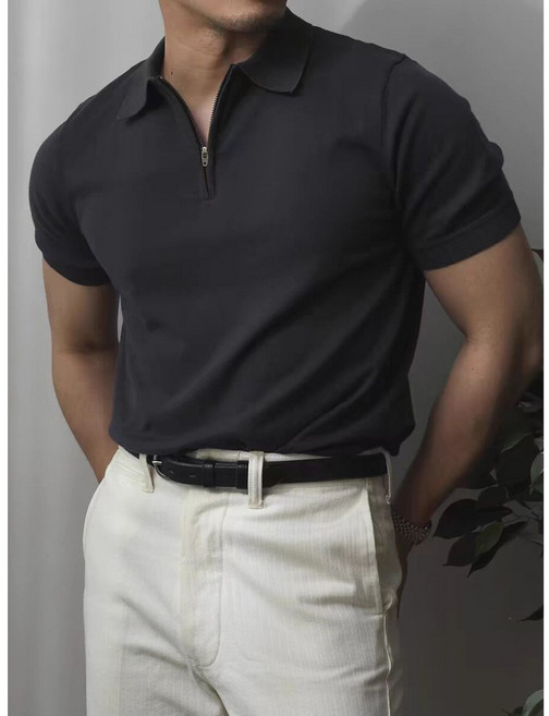 반팔 남성 니트 티셔츠 여름 머슬핏 카라 티셔츠