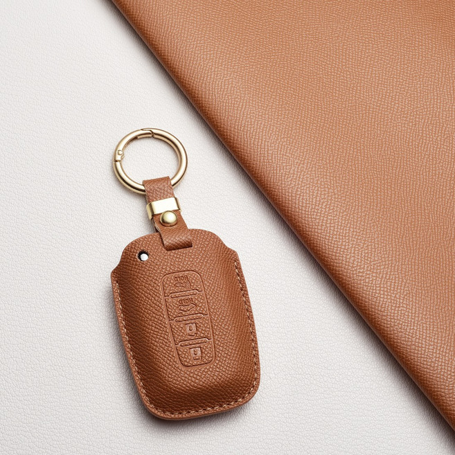 현대 천연 소가죽 스마트 키케이스 호환 (YF쏘나타/제네시스쿠페/그랜저TG/아반떼MD) D4타입 차량용품, 현대 D4 타입, 샌드 브라운