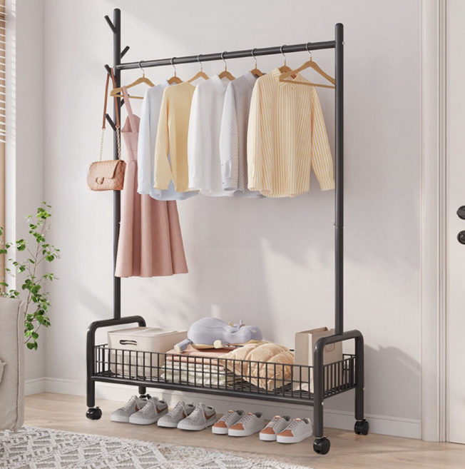 하이피러브 다용도 튼튼한 옷걸이 행거, 블랙1단