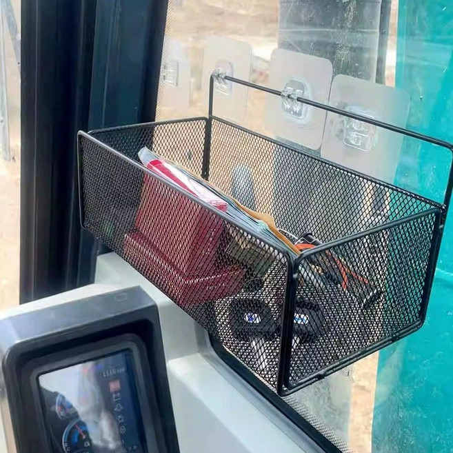 굴삭기수납함 설치 바구니 중장비 창문 투명 지게차 접착식 기둥 중간 블랙 4개, 1개