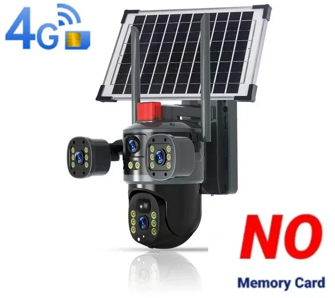 8MP V380 Pro 태양광 무선 와이파이 감시 PTZ 카메라 4K 야외 보안 4G 심카드 CCTV, 06 4G No SD Card