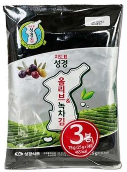 지도표성경 올리브&녹차김 25 g 3개입, 4개, 75g