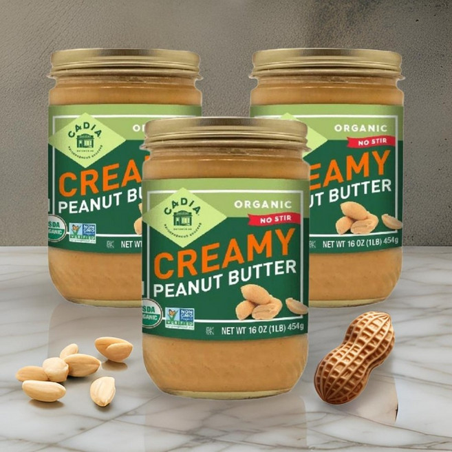 미국 카디아 크리미 땅콩 버터 454g x3병 피넛 스프레드 잼, 3개