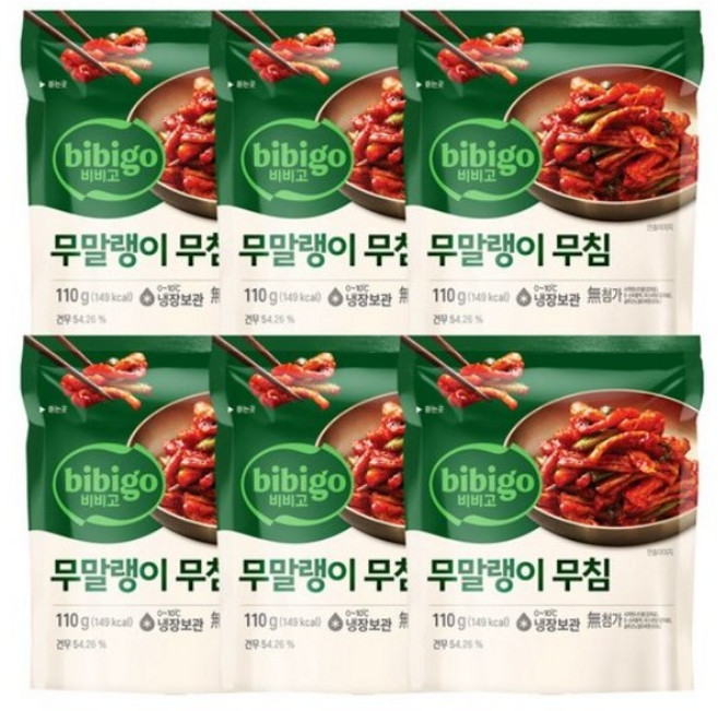 비비고 무말랭이무침, 110g, 6개