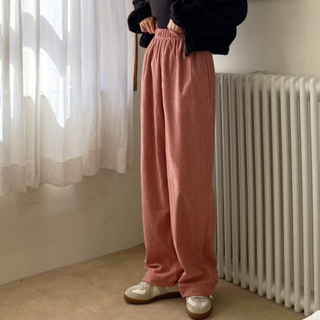 앤샵 [코듀로이골덴/자체생산/ 롱 기본 길이선택 ] 여성 투웨이 코듀로이 골덴 와이드 팬츠 (4color)