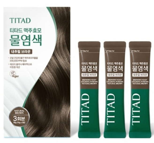 티타드 맥주효모 물염색제 3회분, 내추럴브라운, 1개
