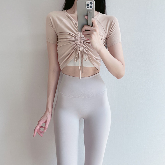 릴리 셔링 반팔 필라테스복 요가복 상의 필라테스 커버업 티셔츠 크롭 탑 옷 폴웨어 운동복