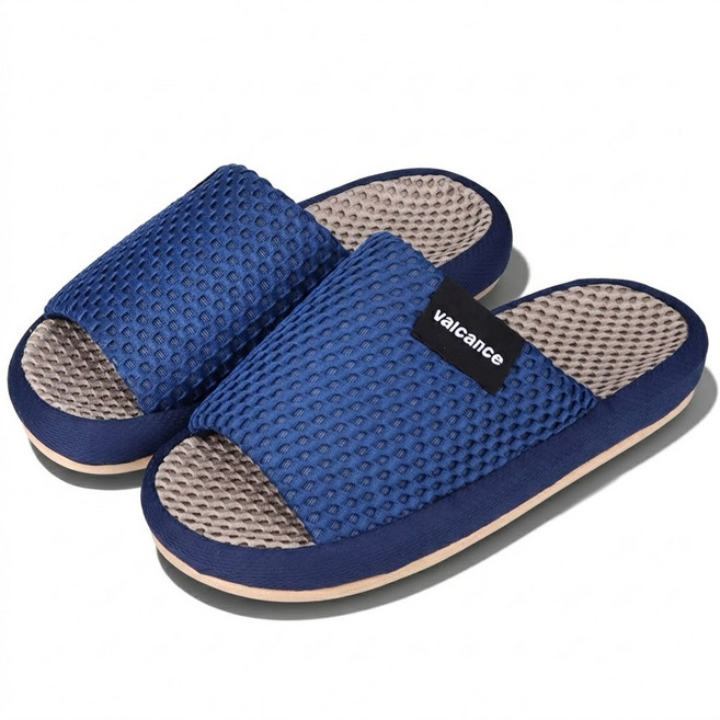 발캉스 층간소음 메쉬 통풍 아치서포트 족저근막 푹신한 하우스 룸 슈즈 거실화, 1개, 블루