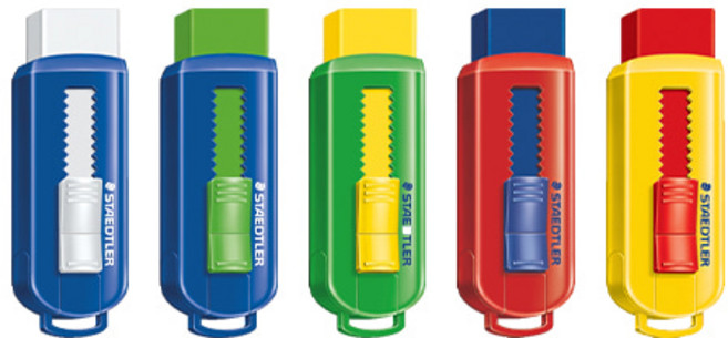 스테들러 슬라이딩 지우개 본체 화이트 + 랜덤 발송 4p 세트, 혼합 색상, 1세트