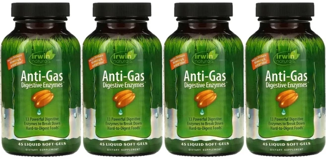 Irwin Naturals 어윈네추럴스 안티 가스 다이제스티브 엔자임, 45정, 4팩 - 쿠팡