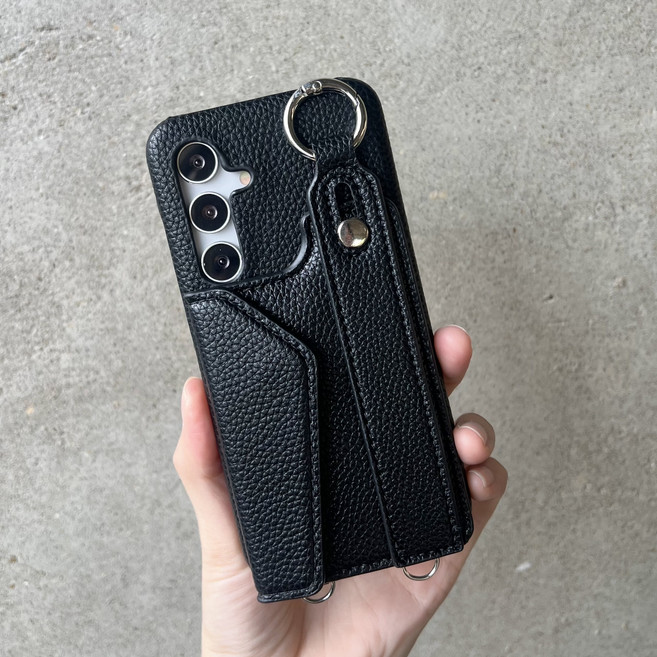 s25 카드 케이스 스트랩 손잡이 지갑 가죽 수납 2장 목걸이 여행 준비물