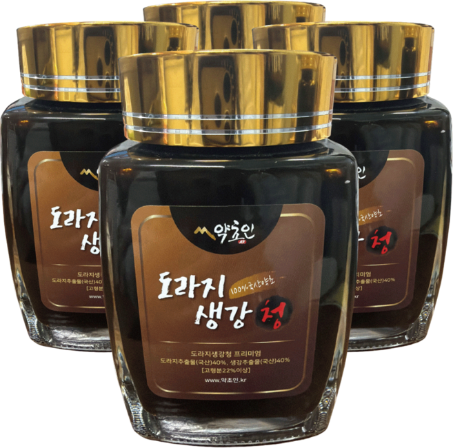 약초인 국내산100% 도라지생강청 500g 환절기 목건강 진액 무설탕 무색소, 4개, 1개입