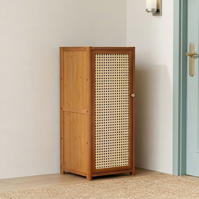 플레니스 현관 틈새 수납장 신발장, 5단, 브라운 라틴형도어