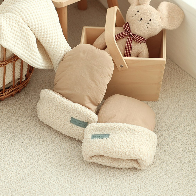 마롤로뜨 유모차 겨울 방한장갑 패딩 핸드머프, 베이지, 1개