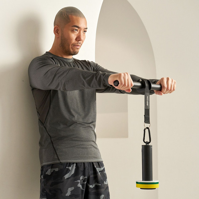 숀리 추감기 리스트롤러 전완근 운동 기구 팔뚝 근육 강화 1M 벨트형, 블랙, 1개