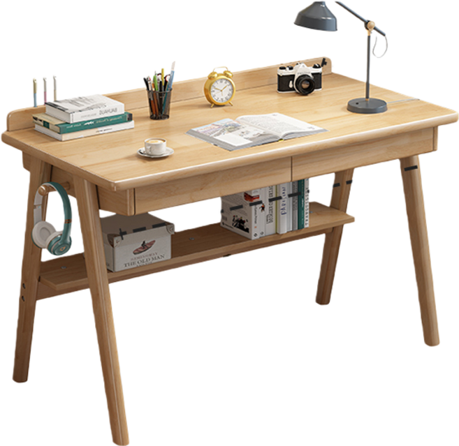 泊沐蘭 北歐實木書桌 家用臥室學習桌 學生寫字桌, 100cm單桌原木色【888】, 原木色