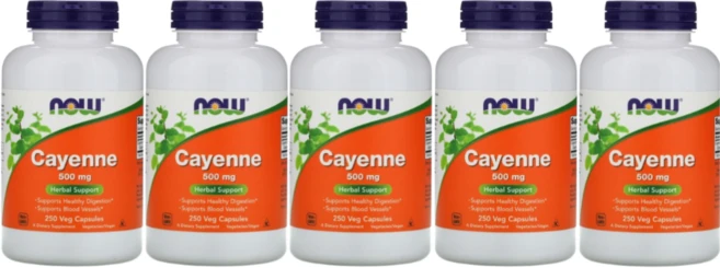 나우푸드 카옌 500mg 베지 캡슐 글루텐 프리 비건, 250정, 5개 - 쿠팡