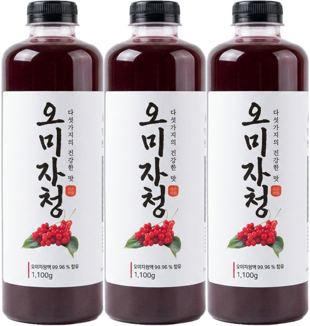 문경 오미자청 대용량 진한 맛 오미자 엑기스 원액, 1개, 3개입, 1.1kg