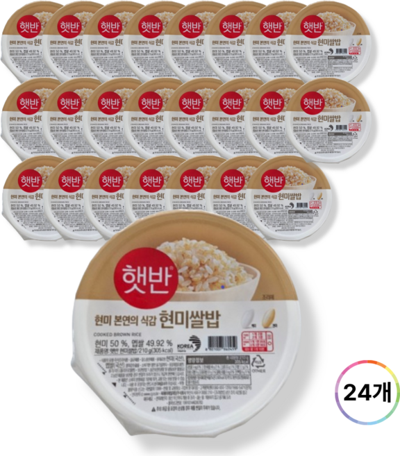 CJ 햇반 현미쌀밥, 24개, 210g