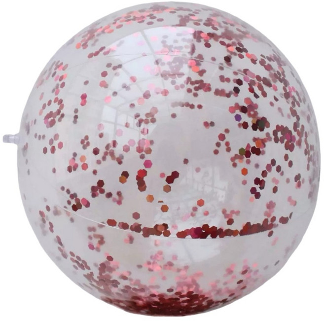 萱寶媽咪baby童裝館 兒童夏季沙灘球 - 彩色、西瓜造型充氣海灘球, 40公分玫瑰金亮片球, 1個, 40cm