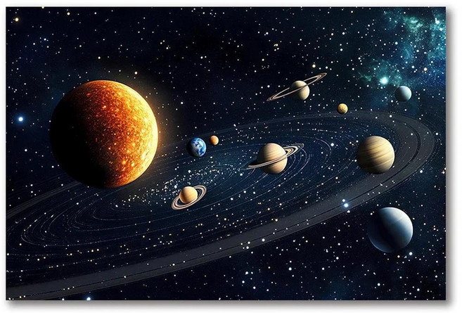 태양계 포스터 캔버스 인쇄 공간 행성 벽 예술 그림 홈 거실 장식에 적합, D. 30x40cm, 3. 1, 1개