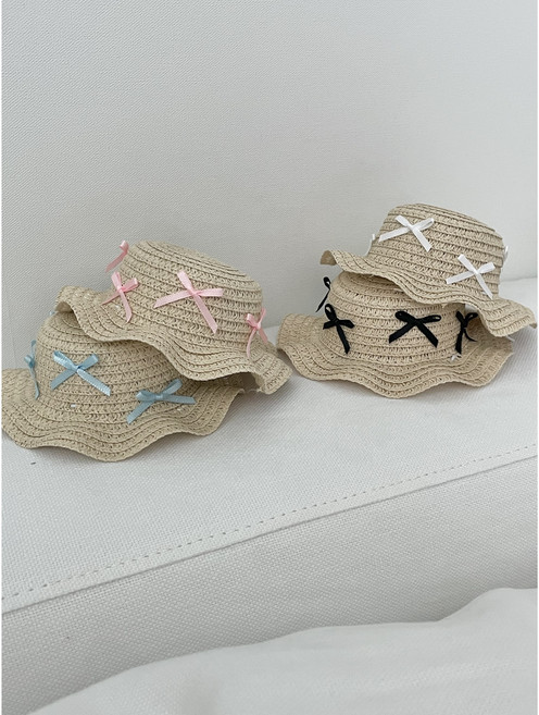 강아지 발레코어 리본 밀짚모자 4컬러 여름 촌캉스 바캉스