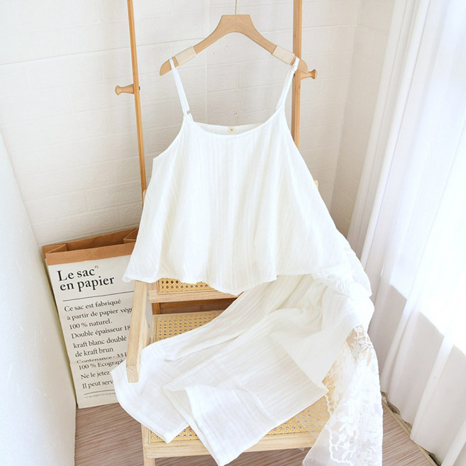 아르앤유 여성 순면 파자마 홈웨어 화이트 상하세트 여름 잠옷