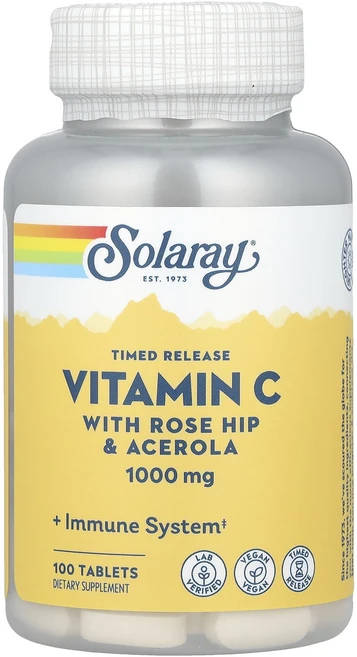 Solaray 서방형 비타민C 로즈힙 및 아세로라 함유 1000mg 100정, Solaray 서방형 비타민C 로즈..., 1개 - 쿠팡
