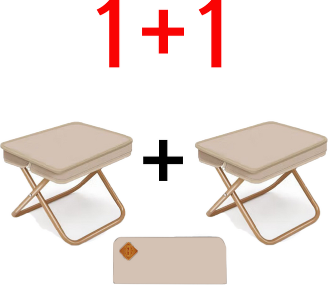 벨루스 [1+1] 캠핑 아웃도어 접이식 휴대용 포켓 미니 스툴 낚시용 초경량 의자, 베이지1+1, 1개