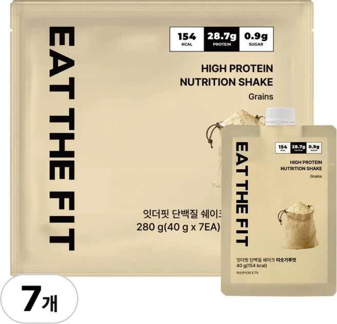 잇더핏 단백질 쉐이크 1주플랜 미숫가루맛, 40g, 7개 - 쿠팡
