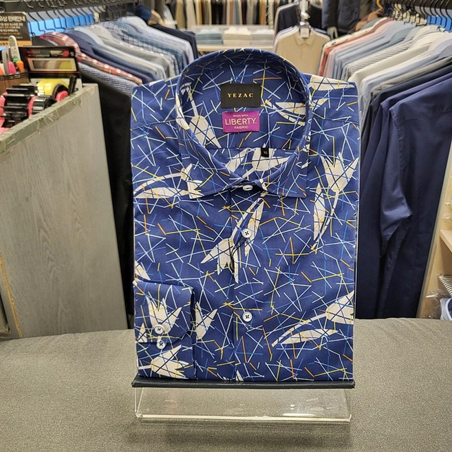 NC불광점 예작 **고퀄리티 예술감각 !!**수입원단 리버티 면100% 플라워 프린트 네이비 슬림핏 긴팔 셔츠 YJ3SUA553NY
