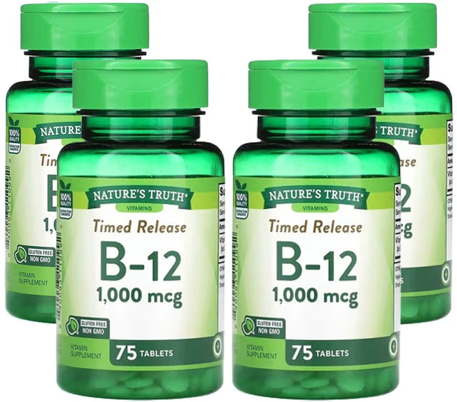 Nature's Truth 비타민 타임 릴리즈 B-12 1000 mcg 75 타블렛, 4개, 75정 - 쿠팡