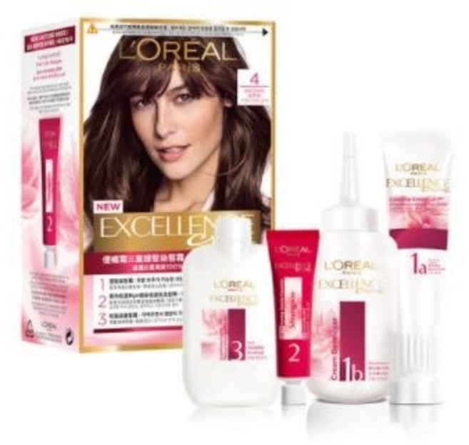 로레알파리 엑셀랑스 크림 염색제, 4호 자연스로운 갈색, 3개