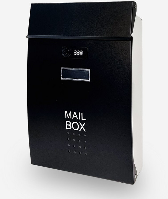 세이크린 라피네 우체통 고급 철제 비밀번호 우편함, 블랙