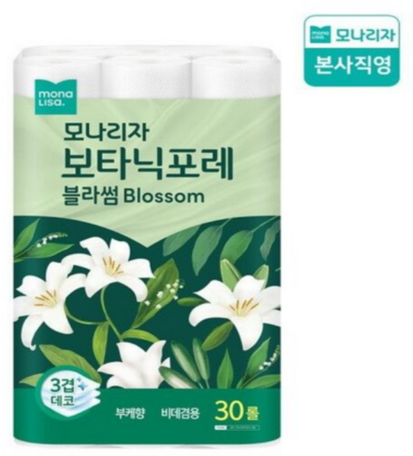 모나리자 보타닉포레 블라썸 3겹 화장지, 27m, 30개입, 1개
