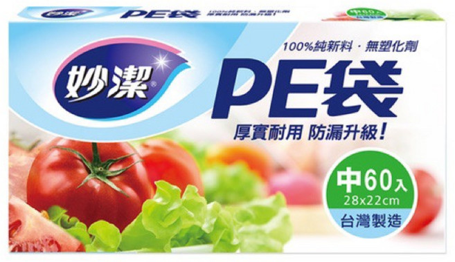 妙潔 PE袋系列, 1個, 中60入,PE袋, 60L