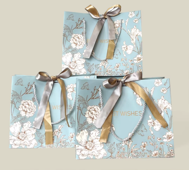 지구별 프리미엄 빈티지 플라워 3종쇼핑백 세트+ 리본포함, 3종세트