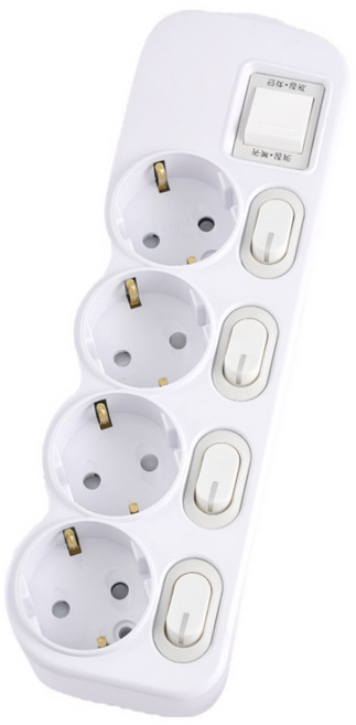 에코파워탭 국내 제조 LED 개별 과부하 차단 멀티탭 4구 CSG-40415 + 안전커버, 1.5m, 화이트 + 랜덤 발송, 1개