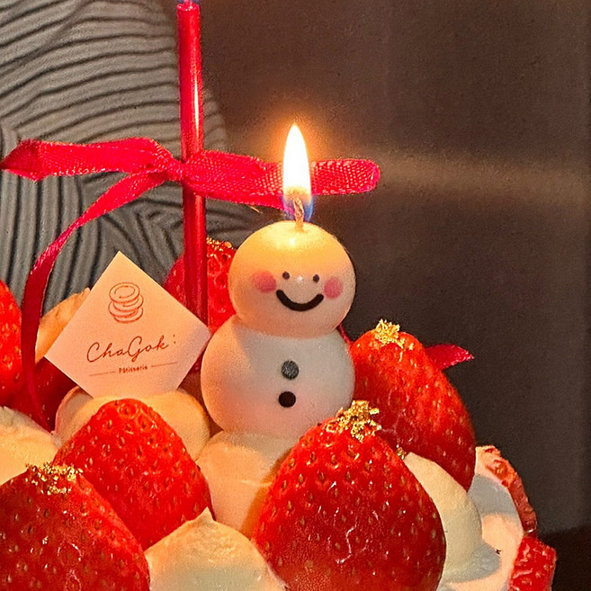 귀여운 조랭이 눈사람초 케이크초, 3개, 화이트